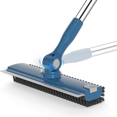Rotating Scrub Brush with Squeegee and Adjustable Handle