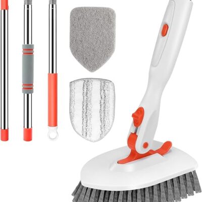 Adjustable Long-Handle Scrub Brush with Replaceable Head